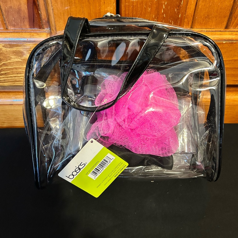 Basics six piece, transparent PVC travel tote set